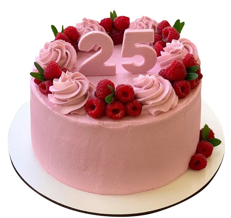 Розовый торт с малиной №2017