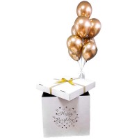 Коробка с золотыми шарами на день рождения №307