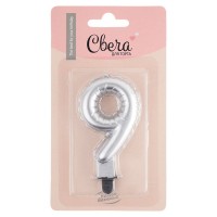 Свеча Цифра 9 в стиле воздушного шара серебристая №43