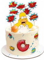 Торт с Гомером Симпсоном и топперами №2189