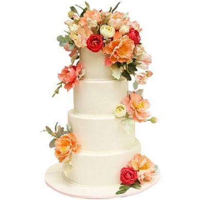 Торт свадебный с цветочной композицией №93