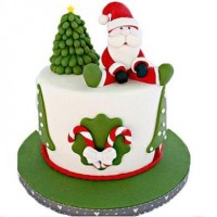 Новогодний торт Ёлка со звездой и Дед Мороз №404