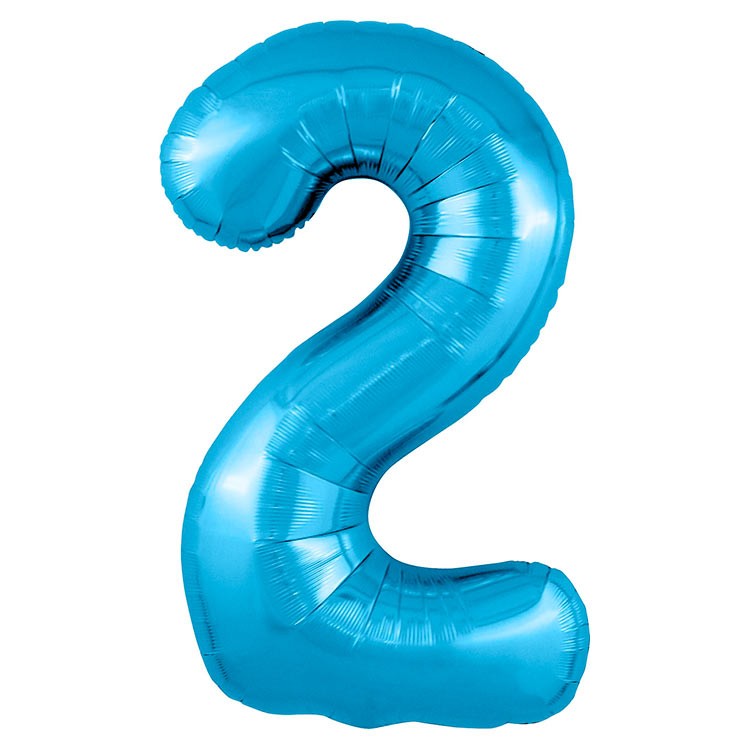 Воздушный шар Цифра 2 голубая фольгированный №693