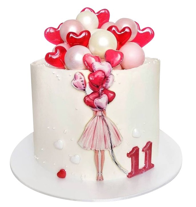 Торт с шарами для девочки 11 лет №2098