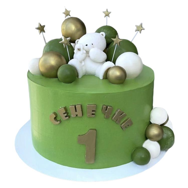 Торт на 1 годик зеленый №3022