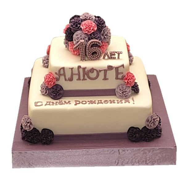 Торт с цветами и цифрой на день рождения №941