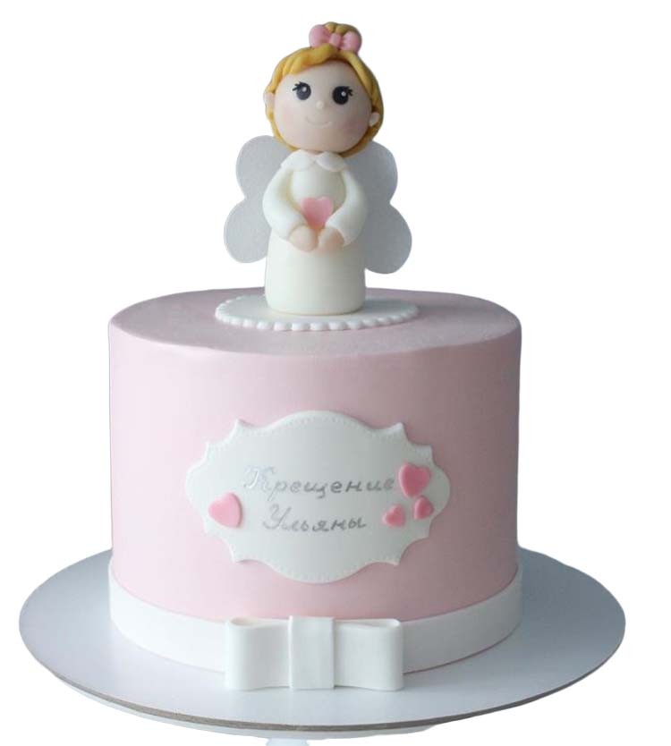 Торт на крестины девочки с ангелом №2485