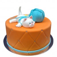Торт с котом и клубком ниток №1418