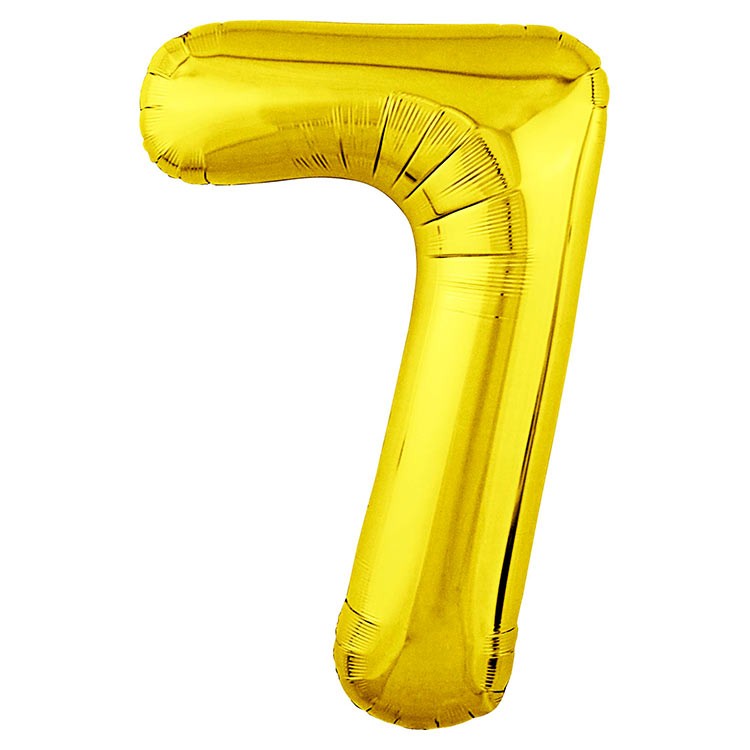 Воздушный шар Золотая цифра 7 | Фольга №688