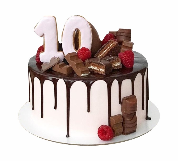 Торт на 10 лет со сладостями без мастики №1797