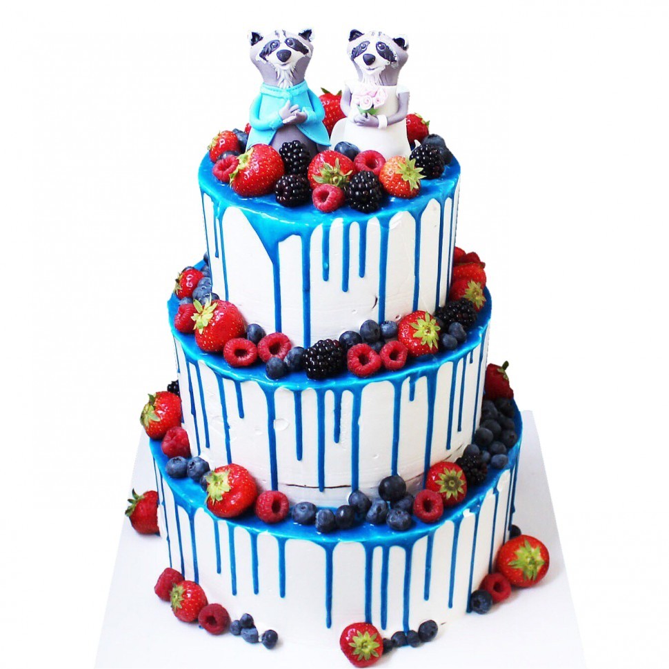 Свадебный торт с енотами №345