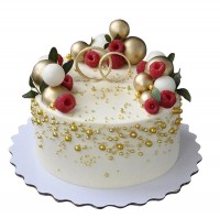 Торт свадебный с ягодами и кольцами №1690