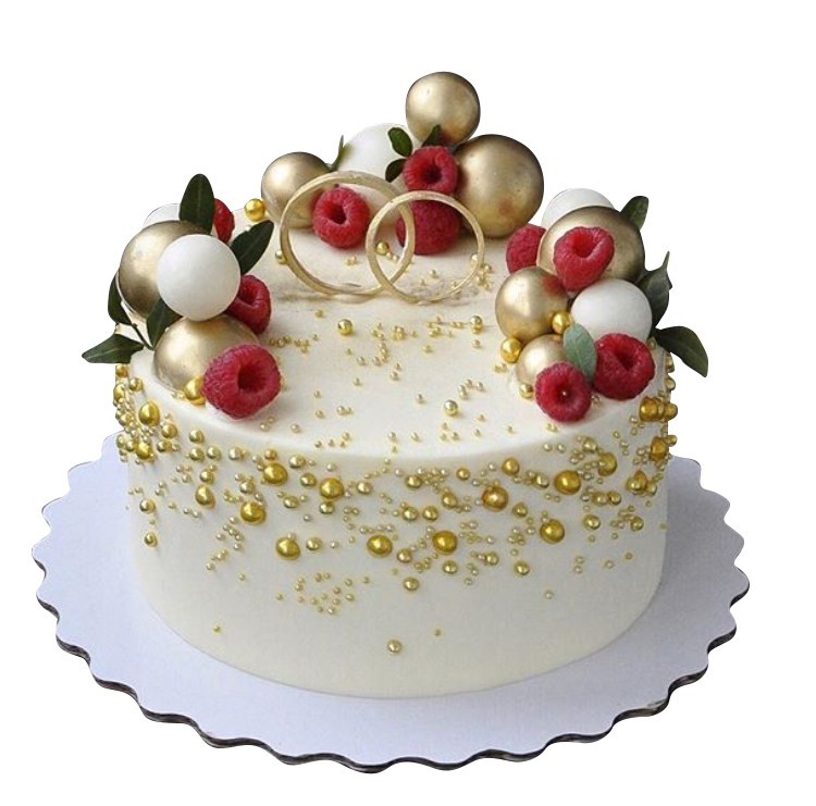 Купить свадебный торт одноярусный с ягодами и кольцами в Москве –  изготовление на заказ за 2 490 ₽