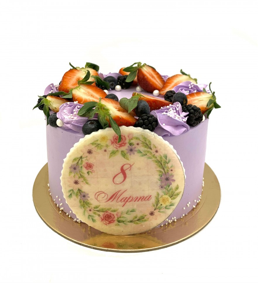 Торт на 8 марта фиолетовый №1779