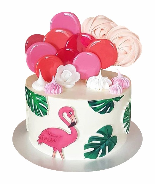 Торт с розовым фламинго без мастики №1803
