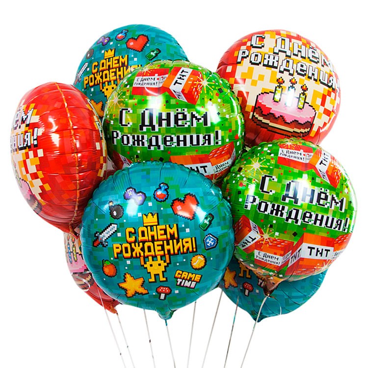 Набор из 9 фольгированных шаров Майнкрафт №498
