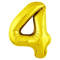 Цифра 4 воздушный шарик золотой №685