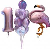 Воздушные шарики на годик с фламинго №55