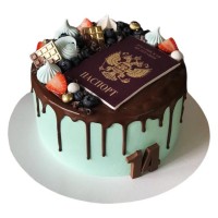 Торт с паспортом и шоколадными подтеками №3209