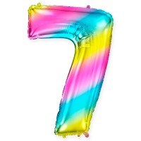 Фольгированный воздушный шарик Цифра 7 радужного цвета №795