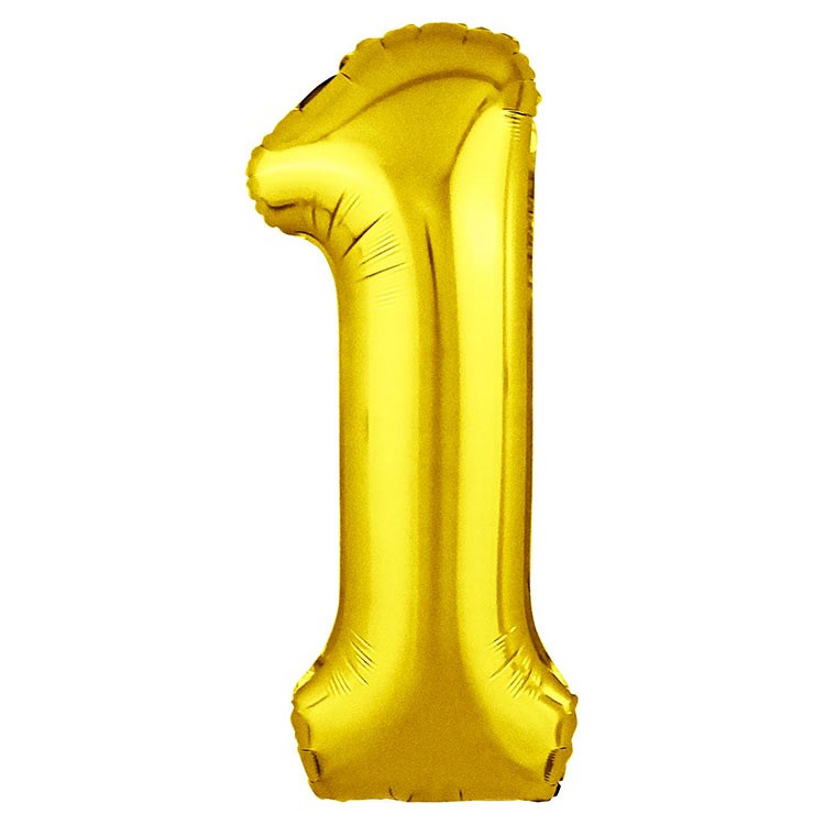 Золотая цифра 1 – фольгированный воздушный шар №682