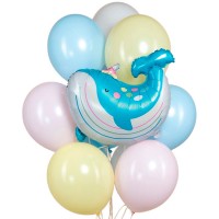 Воздушные шары с фольгированной фигурой кита в колпаке №1180