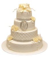 Свадебный торт с кружевом №822