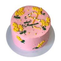 Торт с веточками мимозы на 8 марта №4126