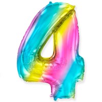 Воздушный шар Цифра 4 радужная фольга №798