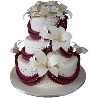 Свадебный торт с лилиями №144