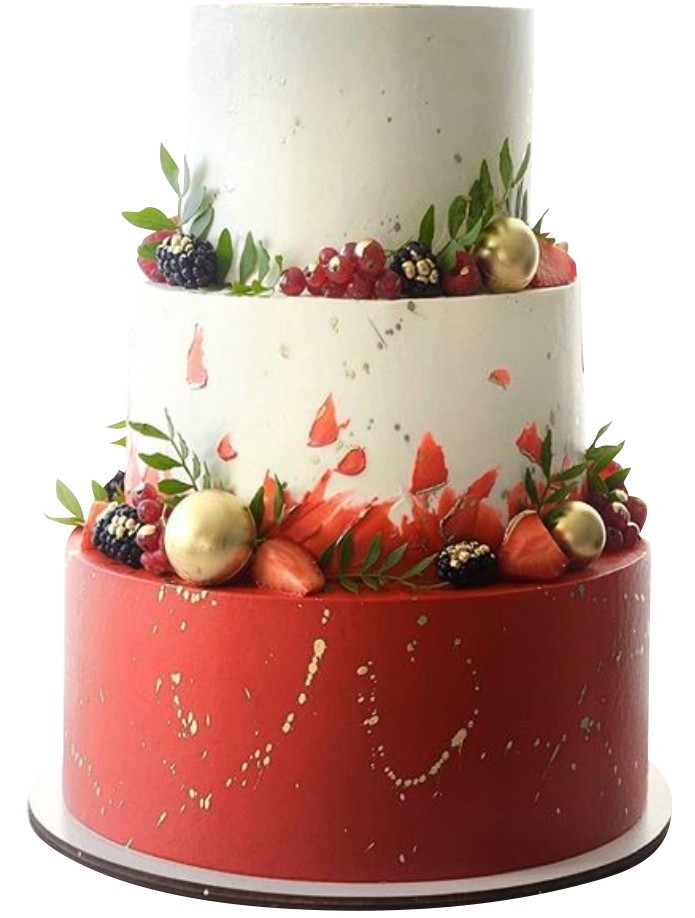 Торт свадебный трехъярусный с ягодами №1954