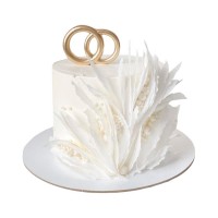 Свадебный торт с двумя золотыми кольцами №3791