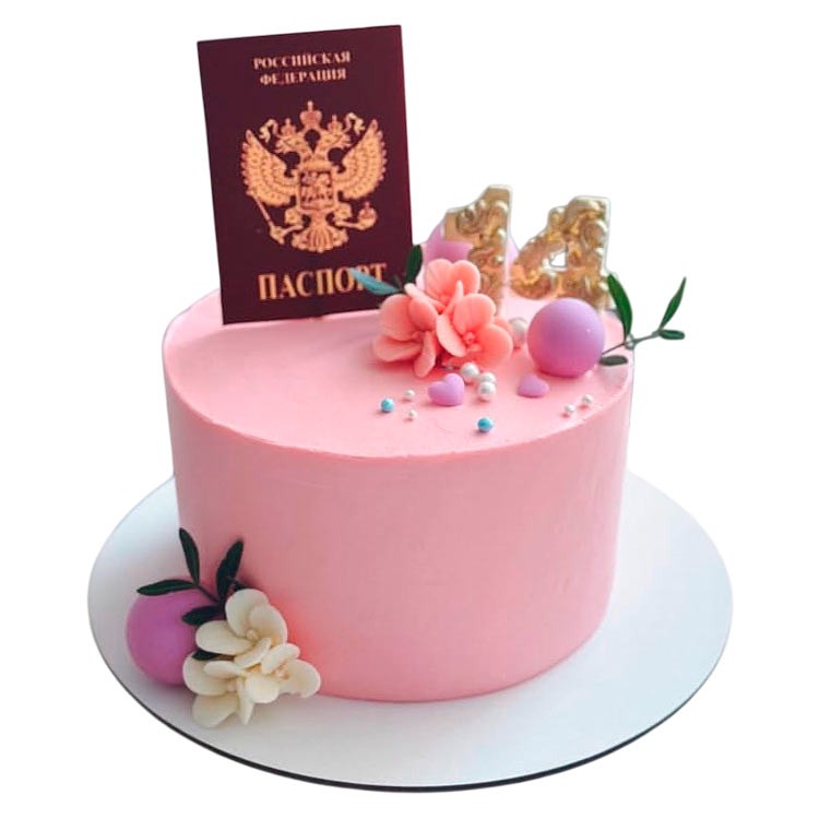Розовый торт на 14 лет с паспортом №4129