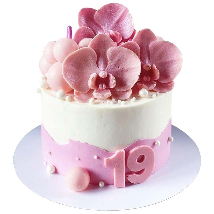 Торт Бело-розовый на 19 лет №2608