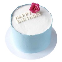 Торт Happy Birthday с розочкой №3215