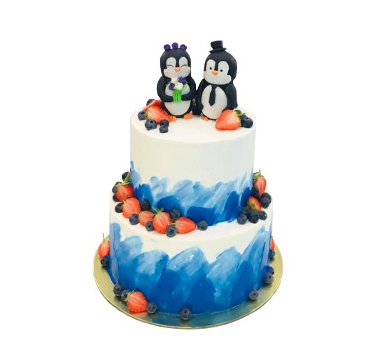 Свадебный торт с пингвинами №1360