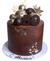 Торт на 50 лет с шарами и звездами №2029