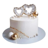 Свадебный торт одноярусный с кольцами - 73 фото