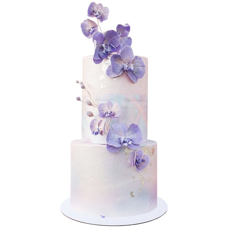 Свадебный торт с сиреневыми цветами №3398