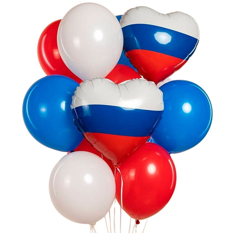 Воздушные шары с сердцами Триколор №1148