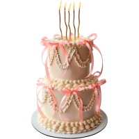 Торт в стиле Ламбет с бантиками и свечками №4136