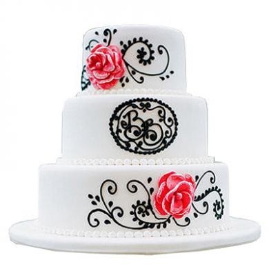Свадебный торт с узорами №132