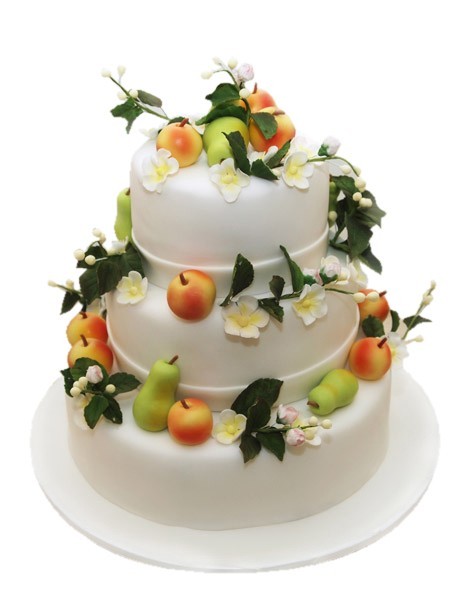 Свадебный торт с фруктами и цветами №1038