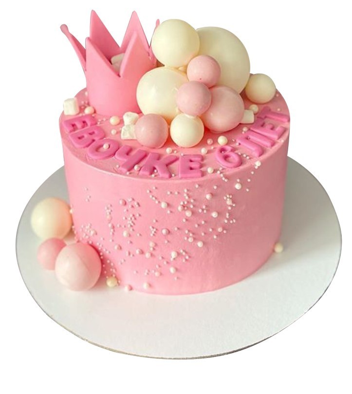 Торт с короной розовый №1879