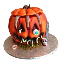 Торт на Хэллоуин страшный в форме тыквы №1339