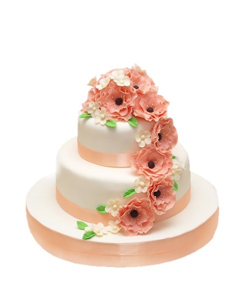 Свадебный торт с цветами из мастики №910