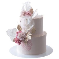 Торт на свадьбу в пастельных тонах с цветами №3137