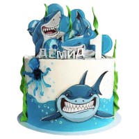 Торт с акулой на 1 годик №3301