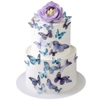 Торт с цветком и бабочками №3587