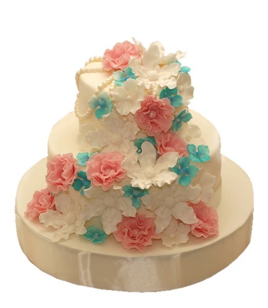 Свадебный торт с цветочной композицией №1076